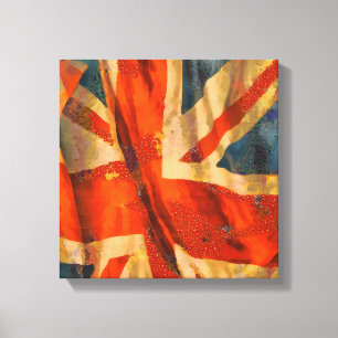 Grunge Style Union Jack British Flag Waving Canvas Afdruk