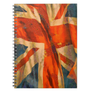 Grunge Style Union Jack British Flag Waving Notitieboek