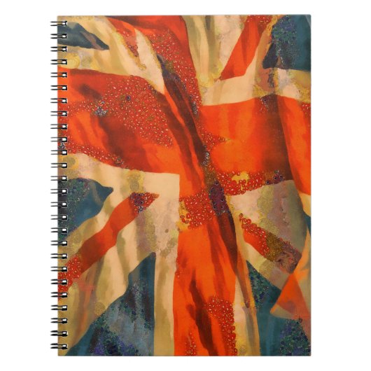 Grunge Style Union Jack British Flag Waving Notitieboek (Voorkant)