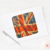 Grunge Style Union Jack British Flag Waving Vierkante Sticker (Envelop)
