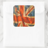 Grunge Style Union Jack British Flag Waving Vierkante Sticker (Tas)
