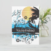 Grunge Surfen Tropical Beach Verjaardagsfeest Kaart (Staand voorkant)