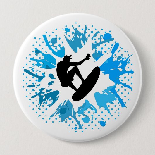 Grunge surfer ronde button 4,0 cm (Voorkant)