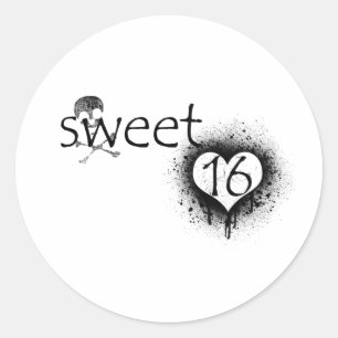 Grunge "Sweet 16" design Ronde Sticker