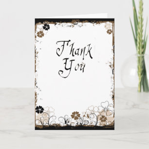 Grunge Swirl Bloemen Dank u kaart Sepia Bruin