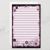 Grunge Swirl Flowers Lined Stationery White Roze Briefpapier (Voorkant / Achterkant)