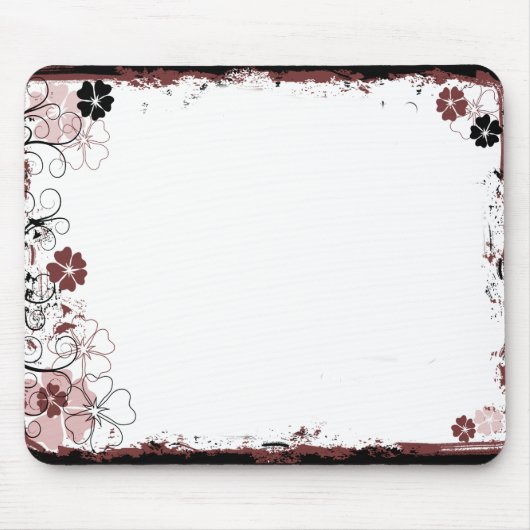 Grunge Swirl Flowers Mousepad Red Muismat (Voorkant)