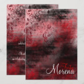 Grunge Swirl Red-uitnodiging Kaart (Voorkant / Achterkant)