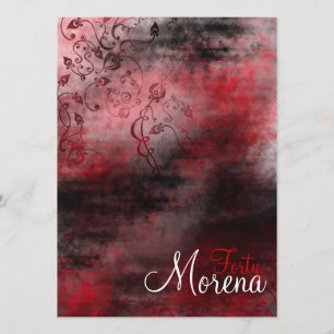 Grunge Swirl Red-uitnodiging Kaart