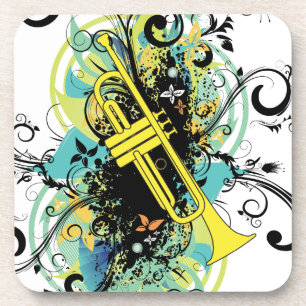 Grunge Swirl Trumpet Bier Onderzetter