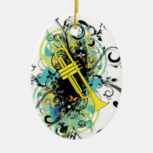 Grunge Swirl Trumpet Keramisch Ornament
