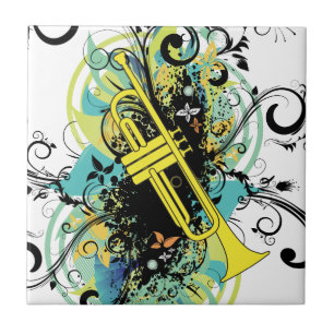 Grunge Swirl Trumpet Tegeltje