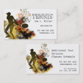 Grunge Swirls Tennis Player Visitekaartje (Voorkant / Achterkant)