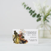 Grunge Swirls Tennis Player Visitekaartje (Staand voorkant)