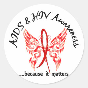 Grunge Tattoo Butterfly 6.1 AIDS Ronde Sticker