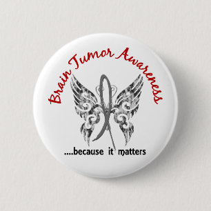 Grunge Tattoo Butterfly 6.1 Brain Tumor Ronde Button 5,7 Cm