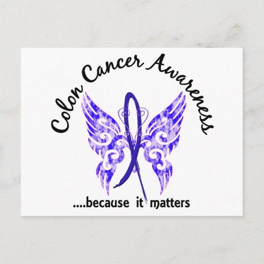 Grunge Tattoo Butterfly 6.1 Colon Cancer Briefkaart (Voorkant)