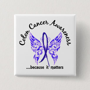 Grunge Tattoo Butterfly 6.1 Colon Cancer Vierkante Button 5,1 Cm