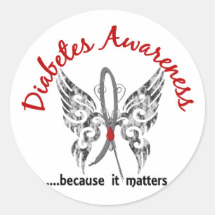 Grunge Tattoo Butterfly 6.1 Diabetes Ronde Sticker