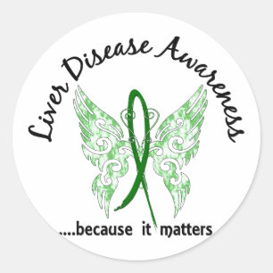 Grunge Tattoo Butterfly 6.1 Leverziekte Ronde Sticker