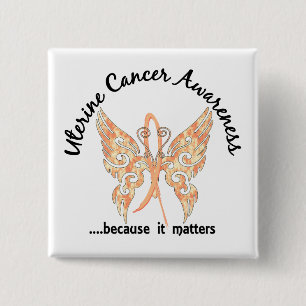 Grunge Tattoo Butterfly 6.1 Uterine Cancer Vierkante Button 5,1 Cm