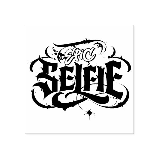 Grunge Tattoo met wielrenner Selfie Rubberstempel (Afrduk)