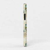 Grunge Teal Botanisch Frame Parchment Scrapboek Case-Mate iPhone Case (Achterkant/rechts)