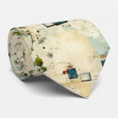 Grunge Teal Botanisch Frame Parchment Scrapboek Stropdas (Opgerold)
