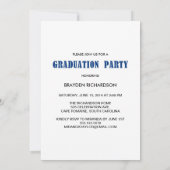 Grunge Tekst Afstudeerfeest Uitnodiging / Marine (Achterkant)