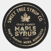 Grunge Tekst Gouden Blad Esdoorn Stroop Label op Z (Voorkant)