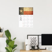 Grunge Texas Vlag Kalender 2017 Poster (Thuiskantoor)