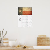 Grunge Texas Vlag Kalender 2017 Poster (Keuken)