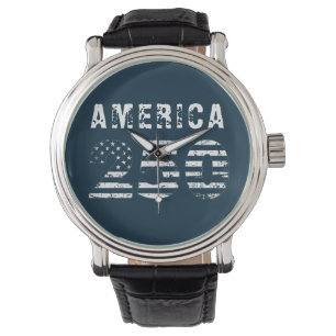 Grunge Text Amerika 250 Blau eWatch Horloge