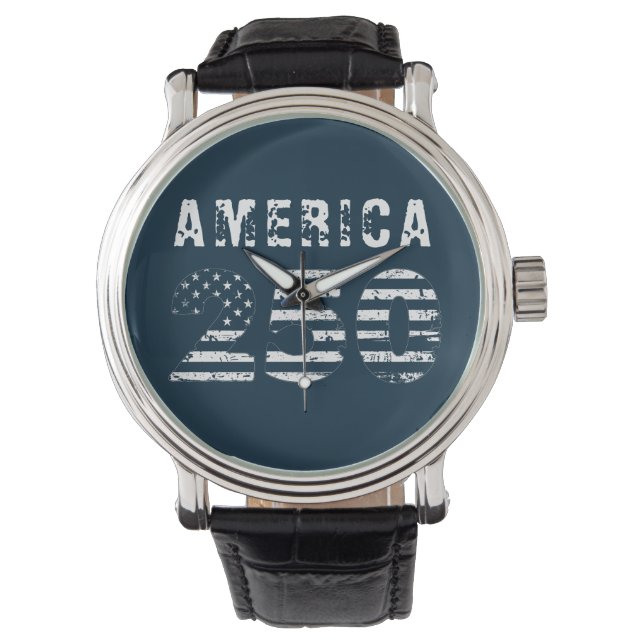 Grunge Text Amerika 250 Blau eWatch Horloge (Voorkant)