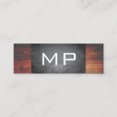 Grunge Texture Rustic Wood Monogram Mini Visitekaartje (Voorkant)