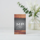 Grunge Texture Rustic Wood Monogram Visitekaartje (Staand voorkant)