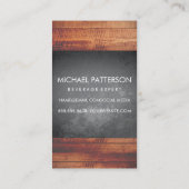 Grunge Texture Rustic Wood Monogram Visitekaartje (Achterkant)
