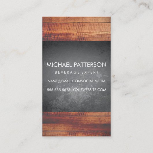 Grunge Texture Rustic Wood Monogram Visitekaartje (Achterkant)