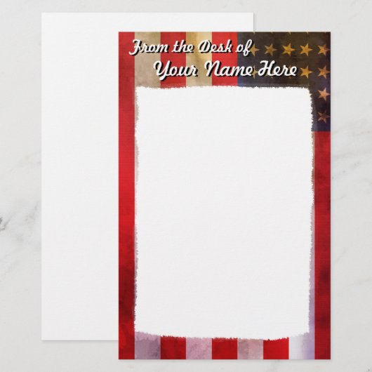 Grunge Textured American Flag Briefpapier (Voorkant / Achterkant)