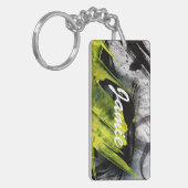 Grunge textuur expressieve penseelstreken sleutelhanger (Voorkant Links)