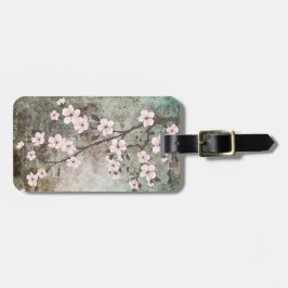 Grunge textuur kersenbloesem bagagelabel