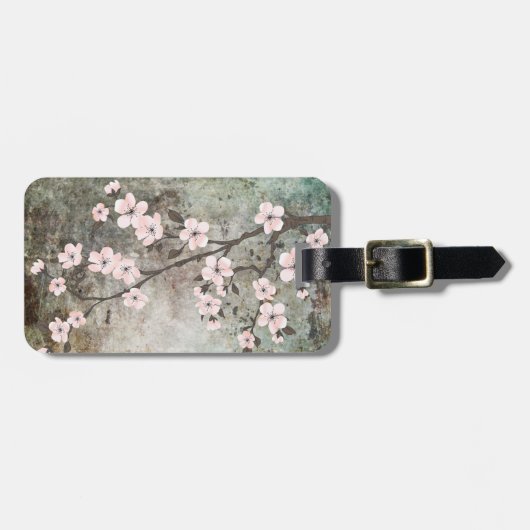 Grunge textuur kersenbloesem bagagelabel (Voorkant horizontaal)