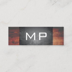 Grunge Textuur Landelijk Houten Monogram Mini Visitekaartje