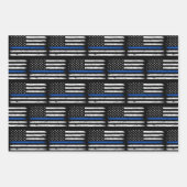 Grunge Thin Blue Line Police Officer Retirement Inpakpapier Vel (Voorkant 3)