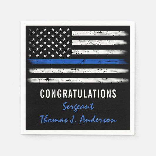 Grunge Thin Blue Line Police Officer Retirement Servet (Voorkant)