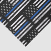 Grunge Thin Blue Line Police Officer Retirement Tissuepapier (Detail)