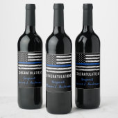 Grunge Thin Blue Line Police Officer Retirement Wijn Etiket (Flessen)