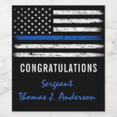 Grunge Thin Blue Line Police Officer Retirement Wijn Etiket (Enkel label)