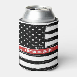 Grunge Thin Red Line Brandweer Vlag Naam Blikjeskoeler