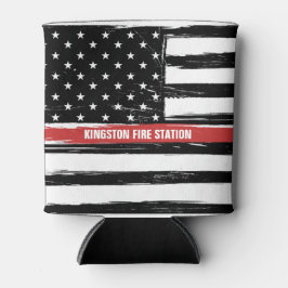 Grunge Thin Red Line Brandweer Vlag Naam Blikjeskoeler